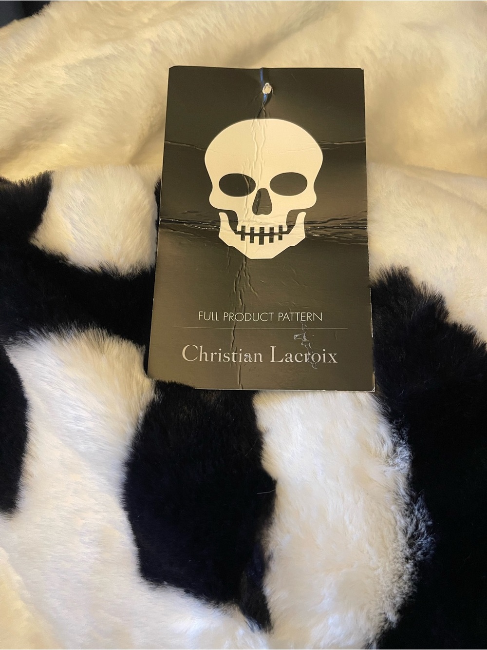 Christian Lacroix Black and White Faux Fur Skull Throw